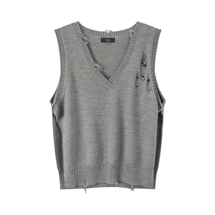 CHUU Not A Cliche Destroyed Knit Vest