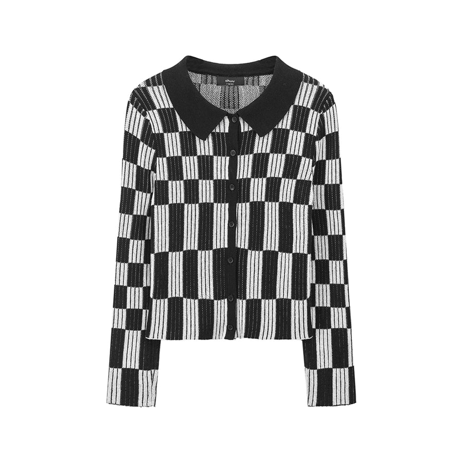 CHUU Genius Sense Of Style Checkered Cardigan