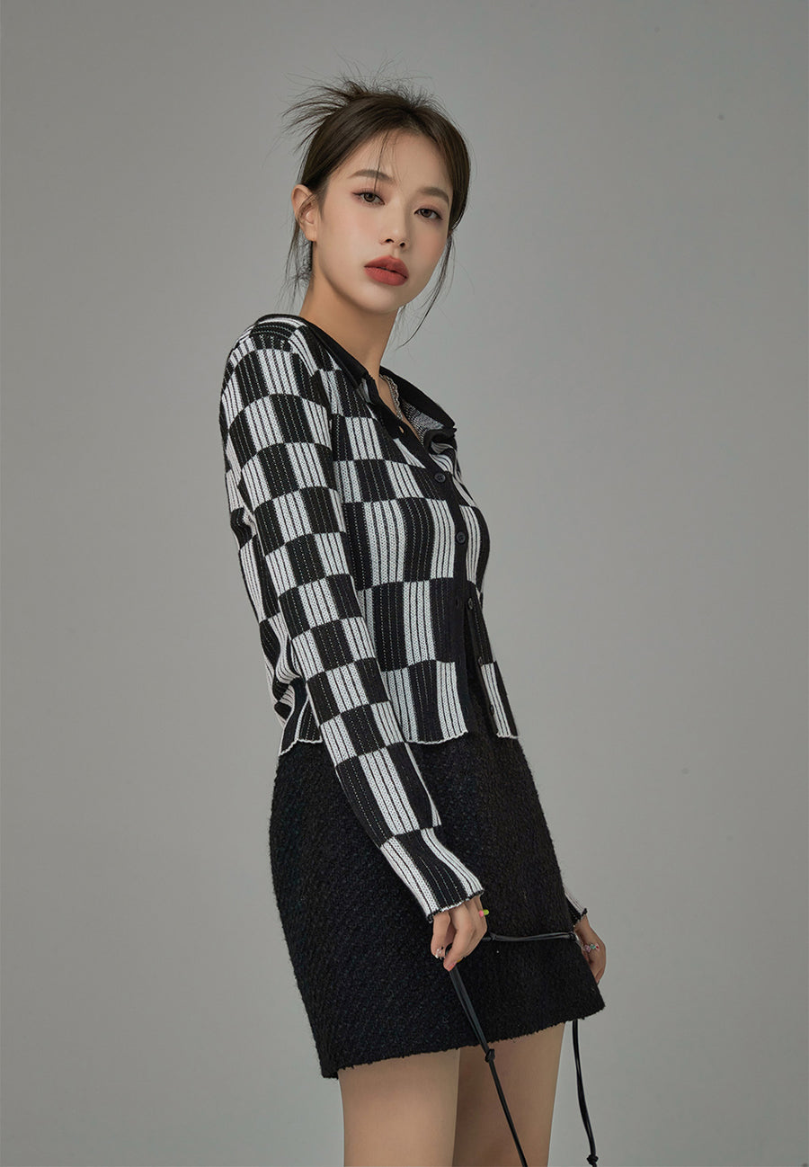 CHUU Genius Sense Of Style Checkered Cardigan