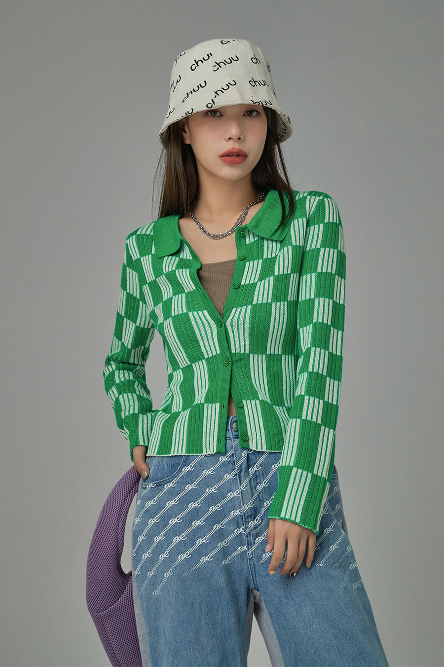 CHUU Genius Sense Of Style Checkered Cardigan