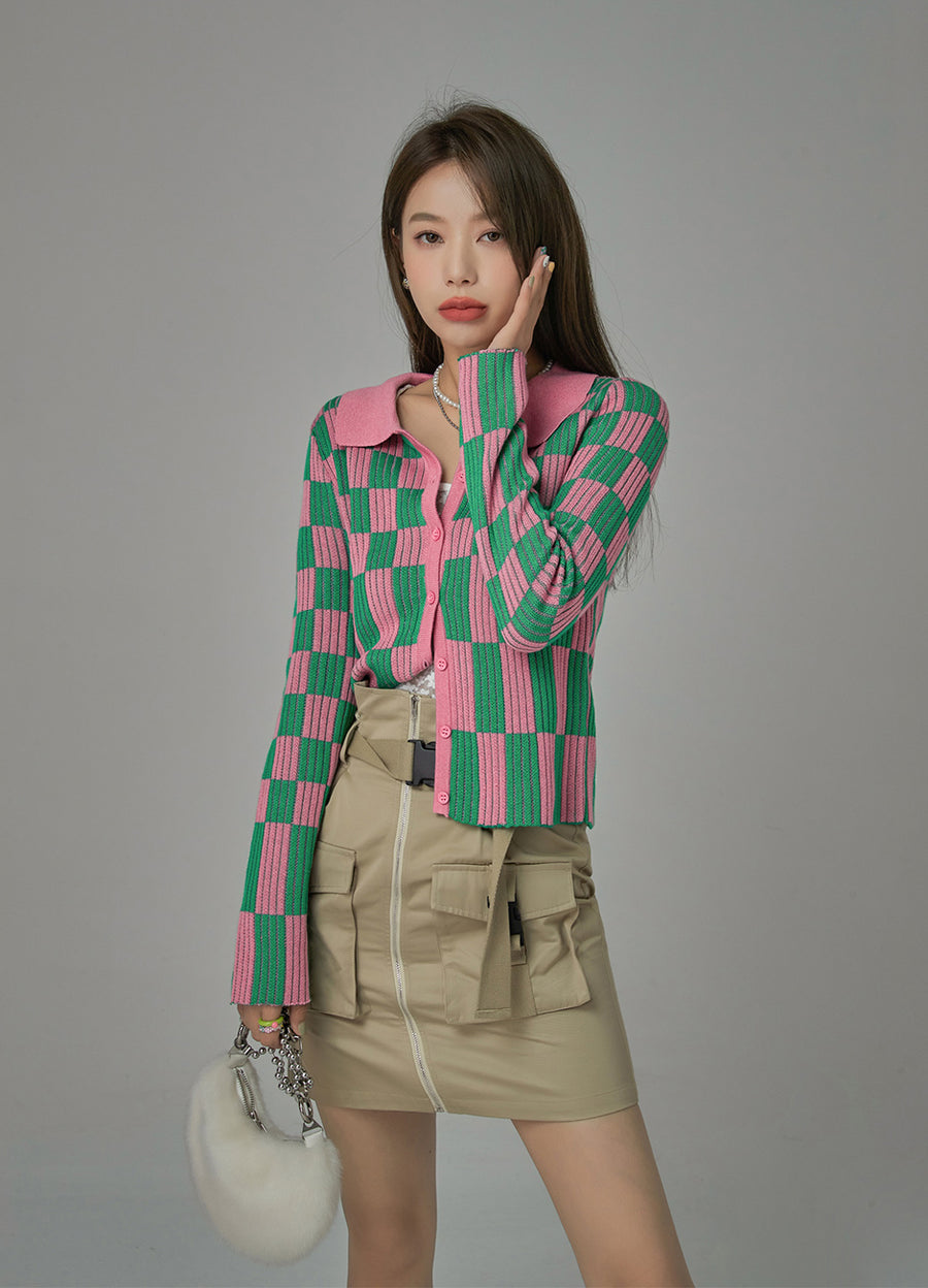 CHUU Genius Sense Of Style Checkered Cardigan