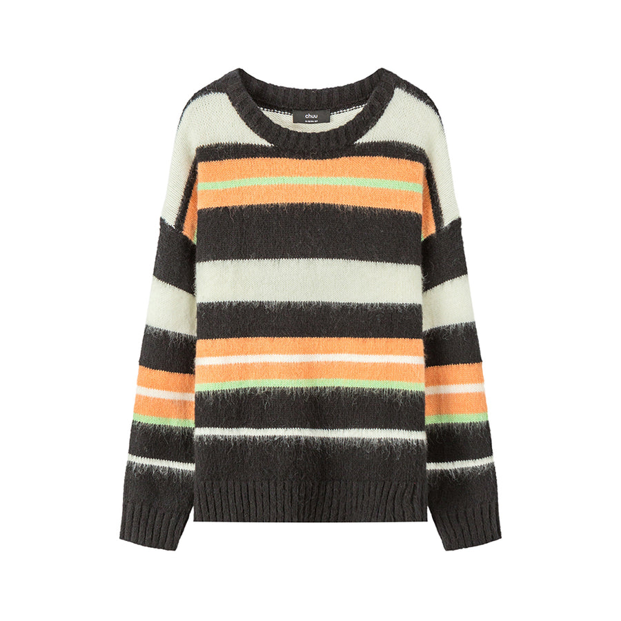 CHUU Tiktok Fame Stripes Knit Oversized Sweater