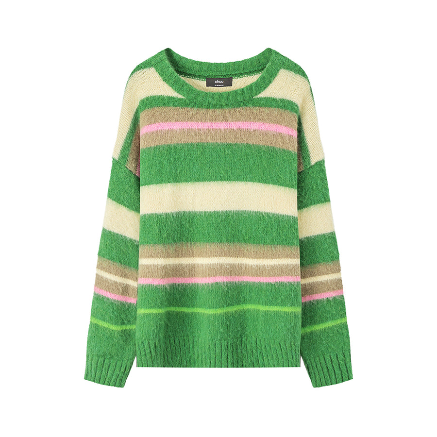 CHUU Tiktok Fame Stripes Knit Oversized Sweater