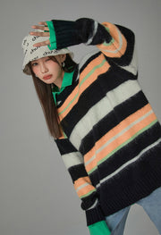 Tiktok Fame Stripes Knit Oversized Sweater