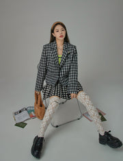 Waiting For Me Checkered Cropped Jacket