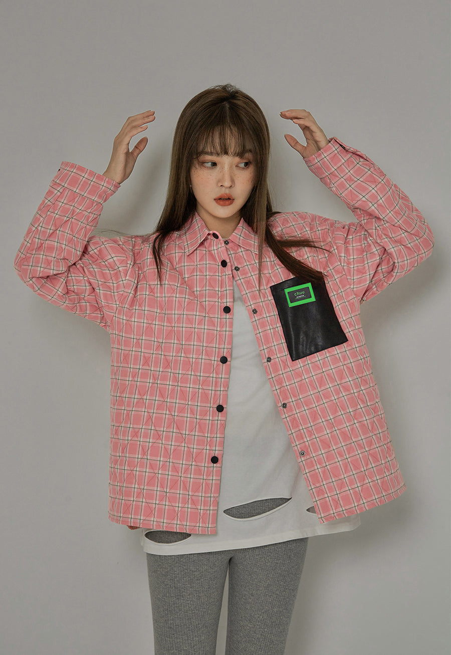 CHUU Falling For Aesthetic Plaid Padded Jacket