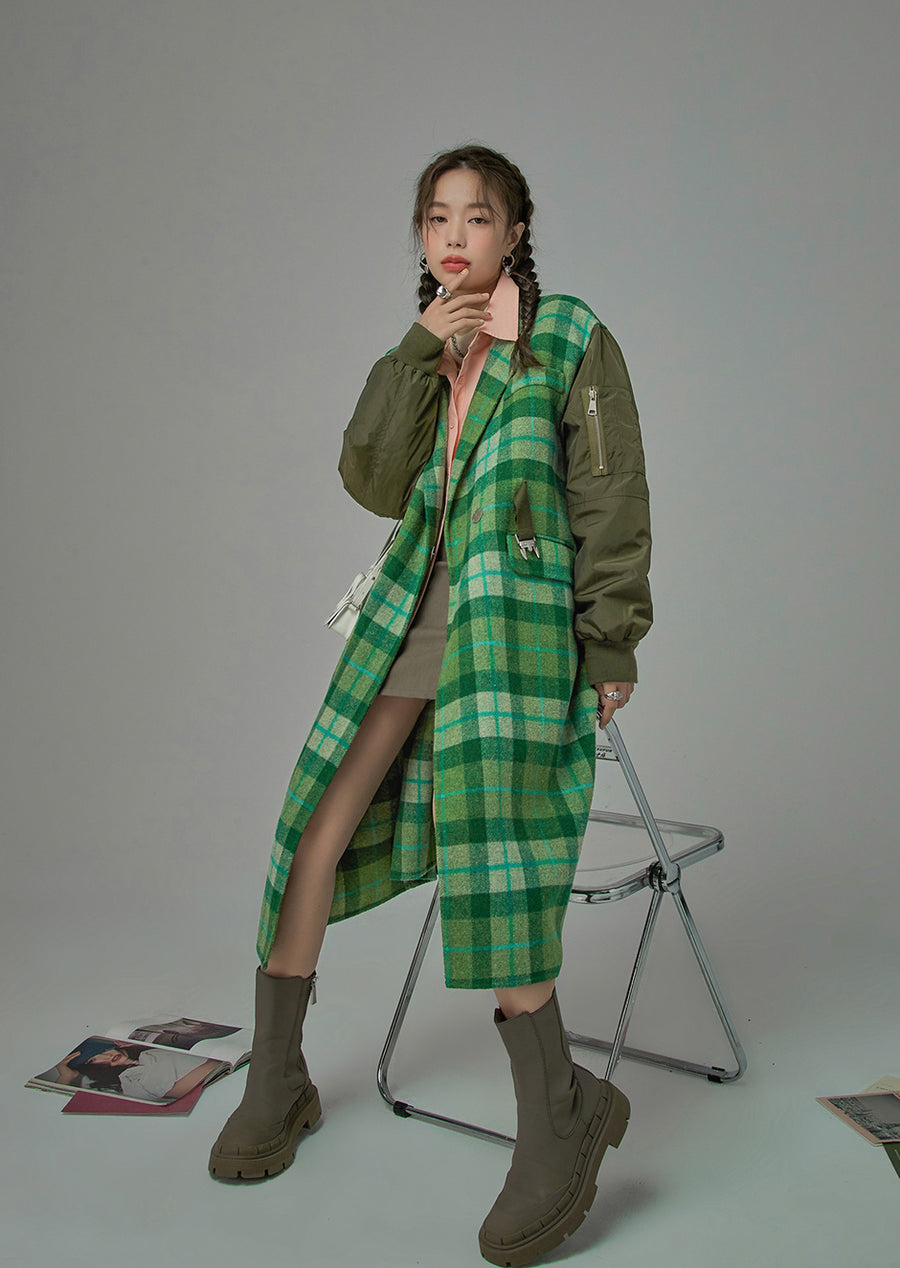 CHUU Something Is About To Change Checkered Coat