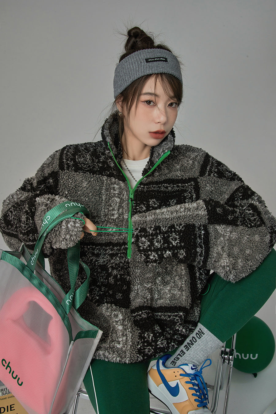 CHUU I Have My Reason Printed Fleece Anorak