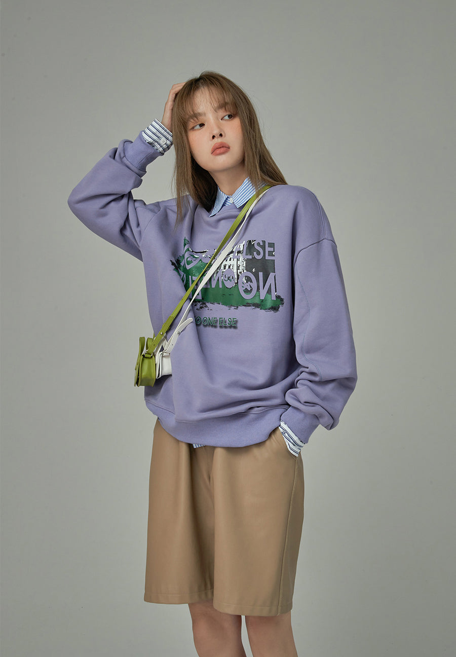 CHUU Going To The Moon Printed Sweatshirt