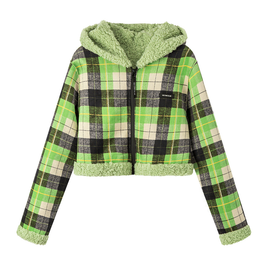 CHUU Whatever Fleece Checkered Jacket