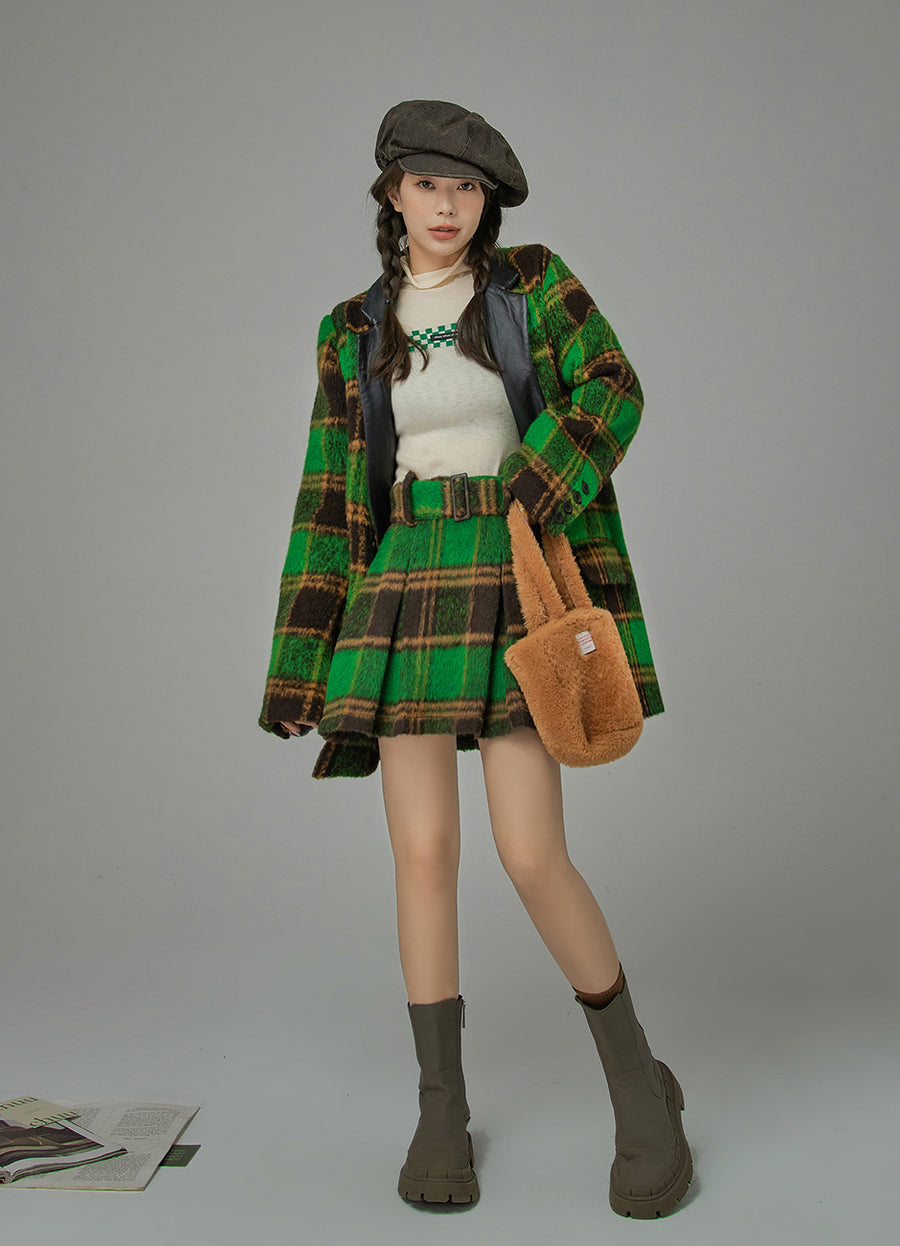 CHUU Moca Color Palette Checkered Skirt