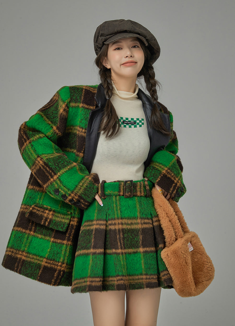 CHUU Moca Color Palette Checkered Skirt