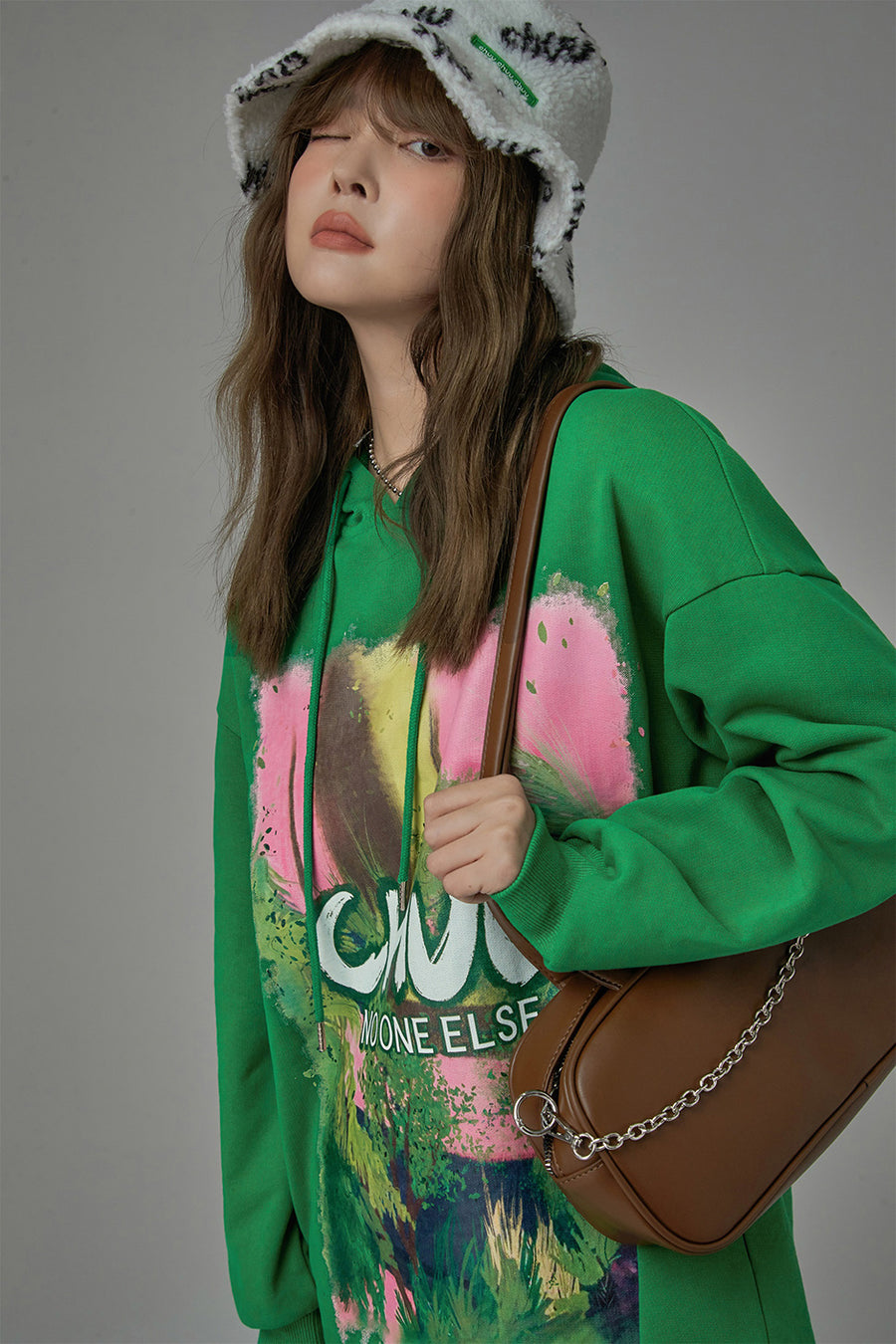 CHUU Lets Go Back To Me Printed Hoodie