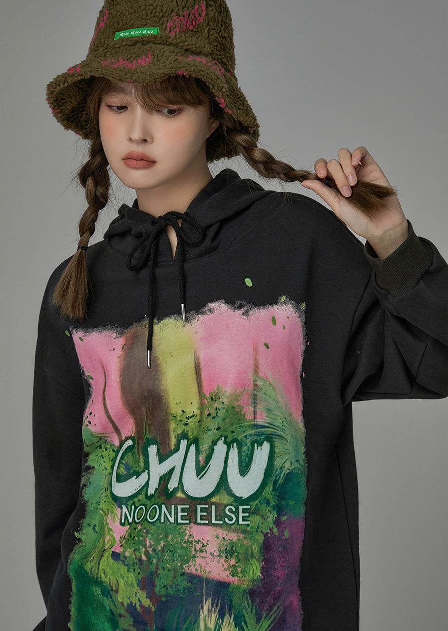 CHUU Lets Go Back To Me Printed Hoodie