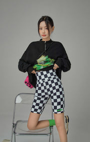 Here You Are Checkered Biker Leggings