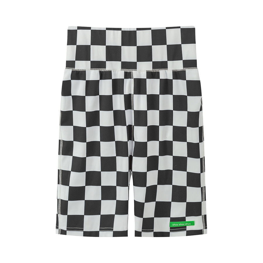 CHUU Here You Are Checkered Biker Leggings