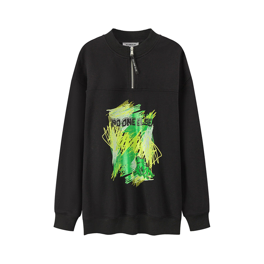 CHUU I Got Over You Half Zip-Up Sweatshirt