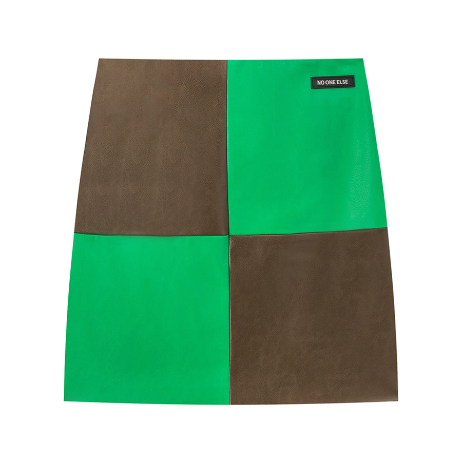 CHUU Full Check-Up Leather Skirt
