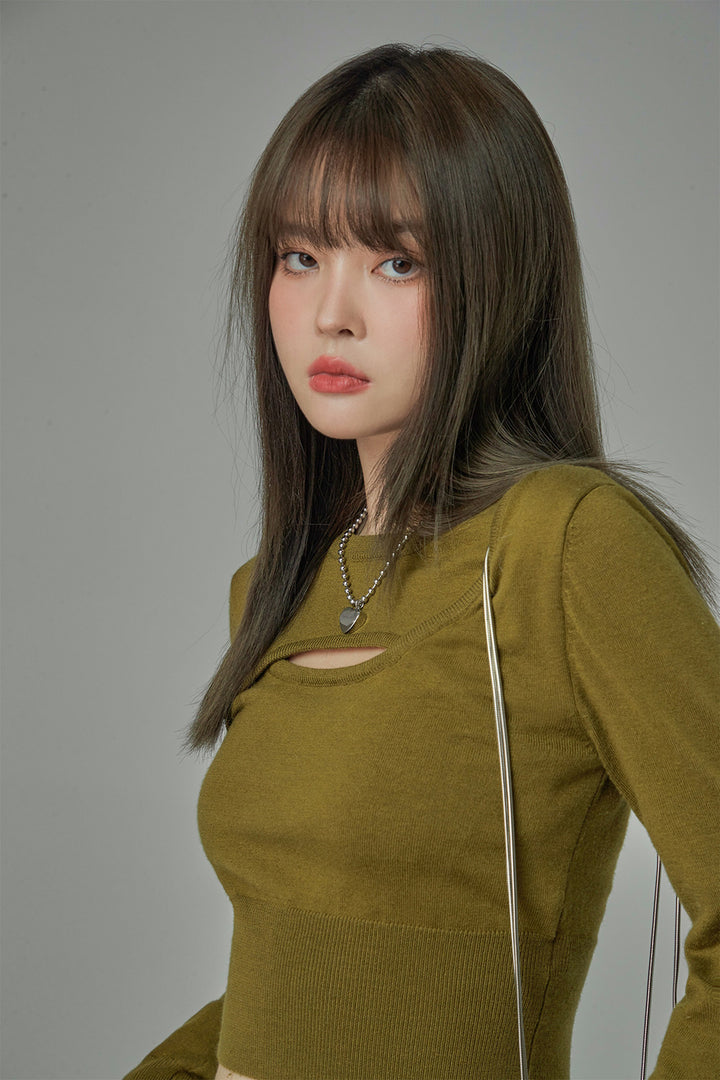 Vintage Dream Picture Cutout Knit Top