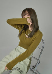 Vintage Dream Picture Cutout Knit Top