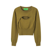 Vintage Dream Picture Cutout Knit Top