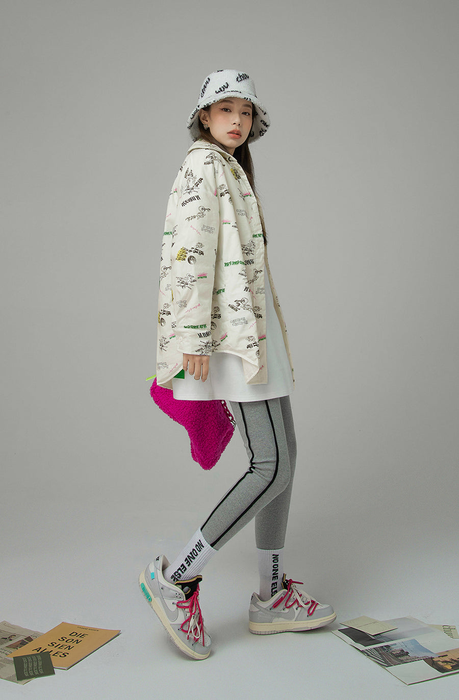 CHUU Stay A Mystery Graphic Shacket