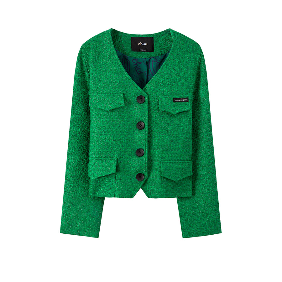 CHUU Bloom With Grace Tweed Jacket