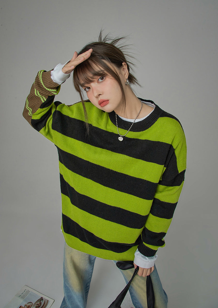 CHUU On A Speedrun Stripes Knit Sweater
