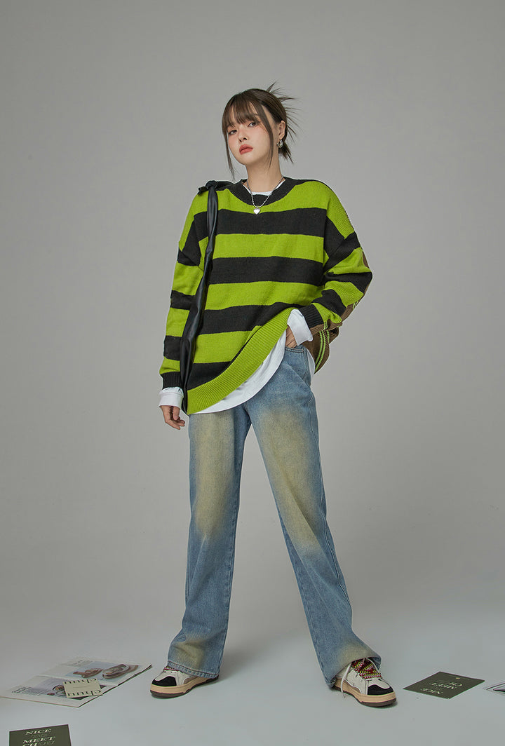 On A Speedrun Stripes Knit Sweater