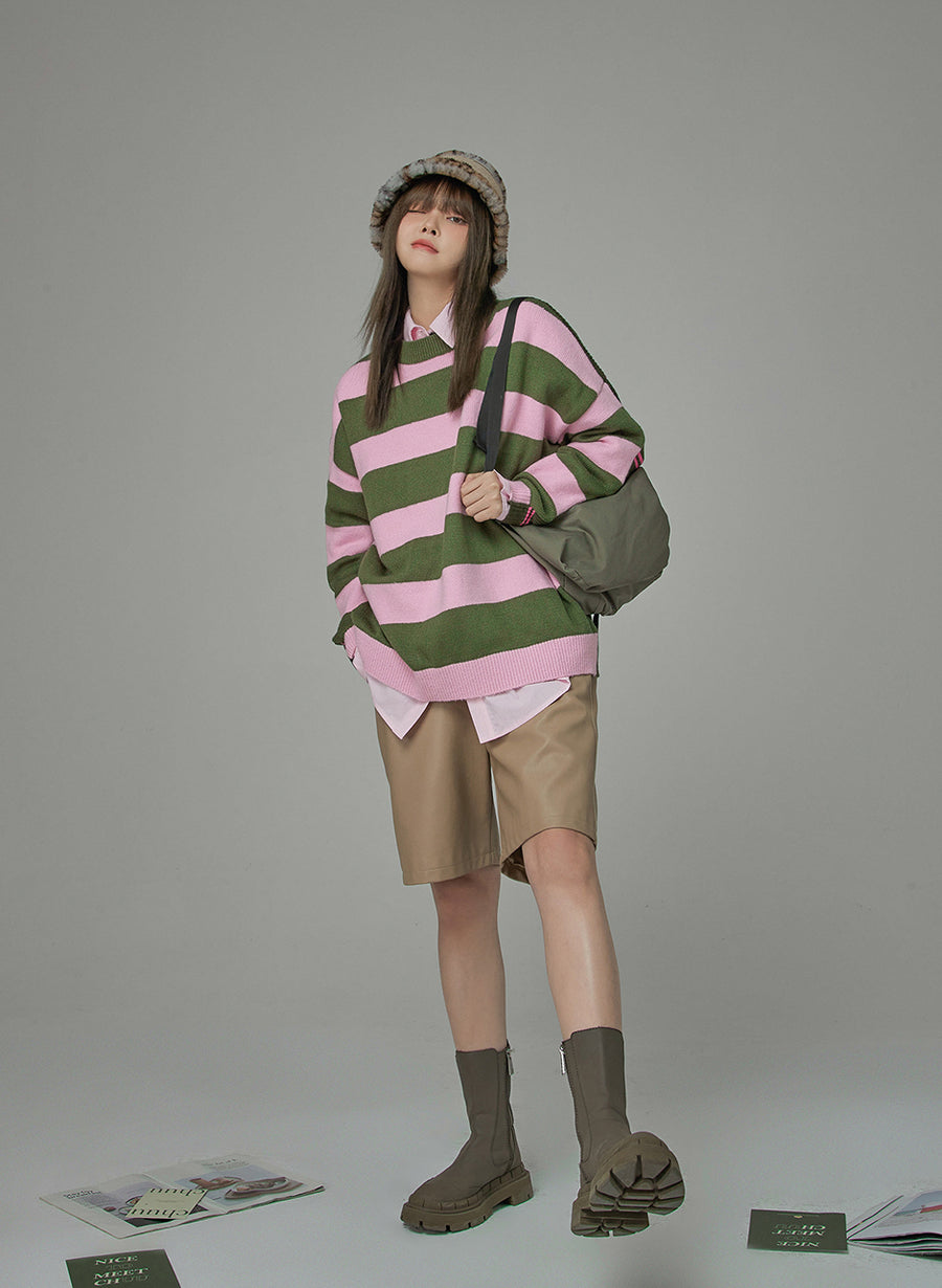 CHUU On A Speedrun Stripes Knit Sweater