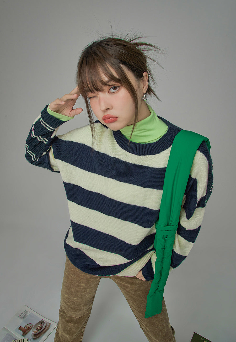 CHUU On A Speedrun Stripes Knit Sweater