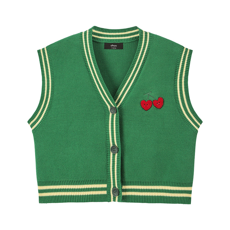 CHUU Heart And Cherry Knit Vest