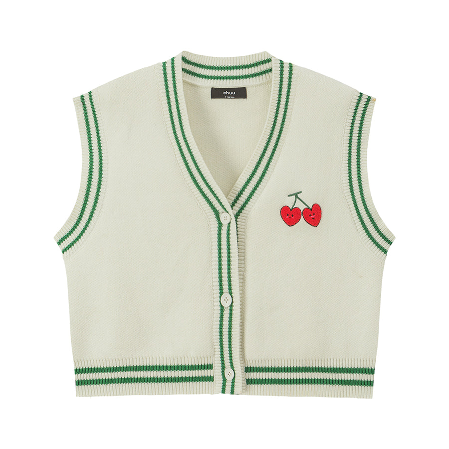 CHUU Heart And Cherry Knit Vest