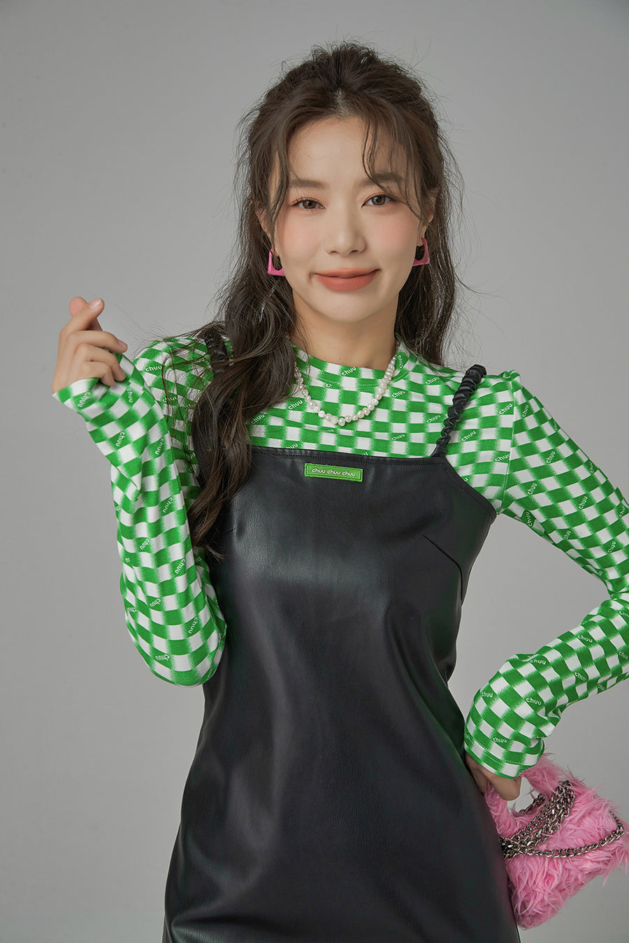 CHUU Just Let Me Know Leather Slip Dress