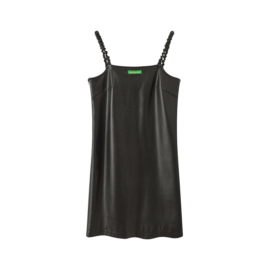 CHUU Just Let Me Know Leather Slip Dress