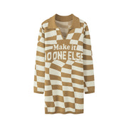 Save Your Energy For Me Checkered Knit Dress