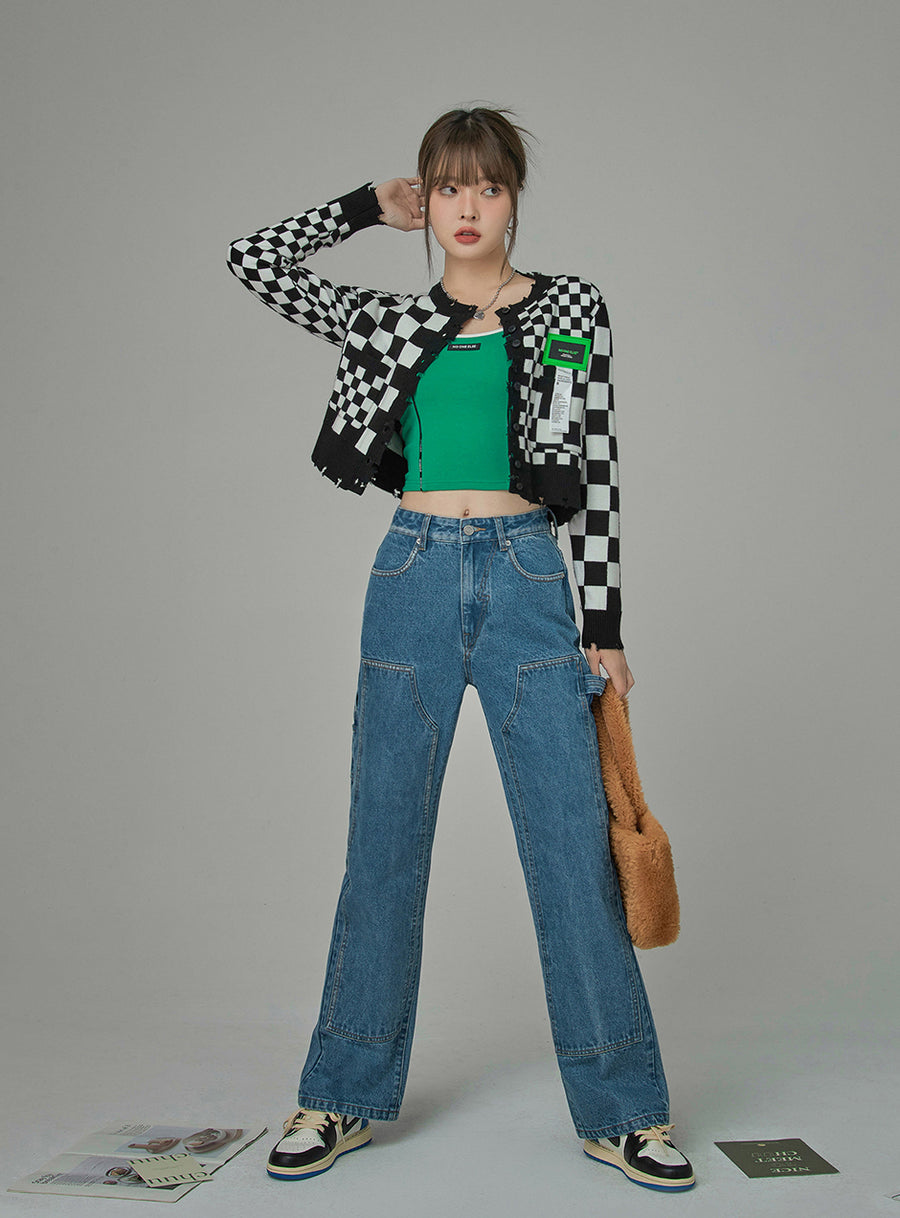 CHUU Making Everyone Jealous Checkered Cardigan