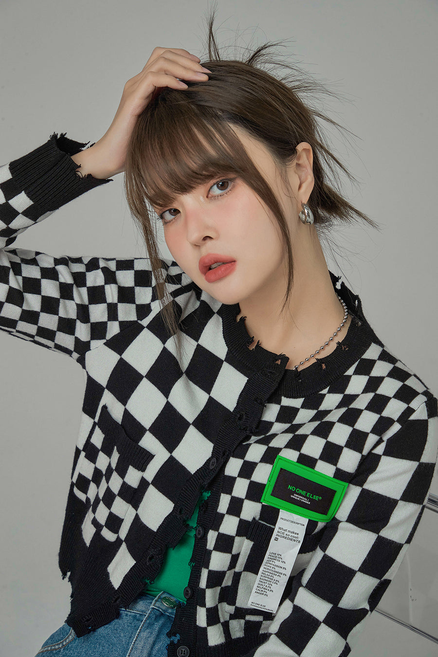 CHUU Making Everyone Jealous Checkered Cardigan