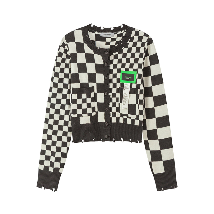 CHUU Making Everyone Jealous Checkered Cardigan