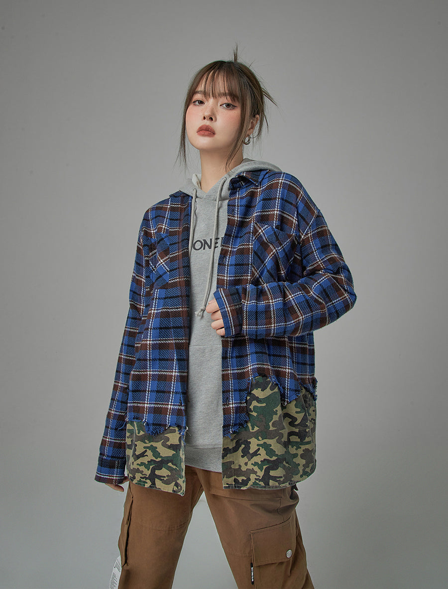 CHUU Looking For Unusual Plaid Camo Shirt