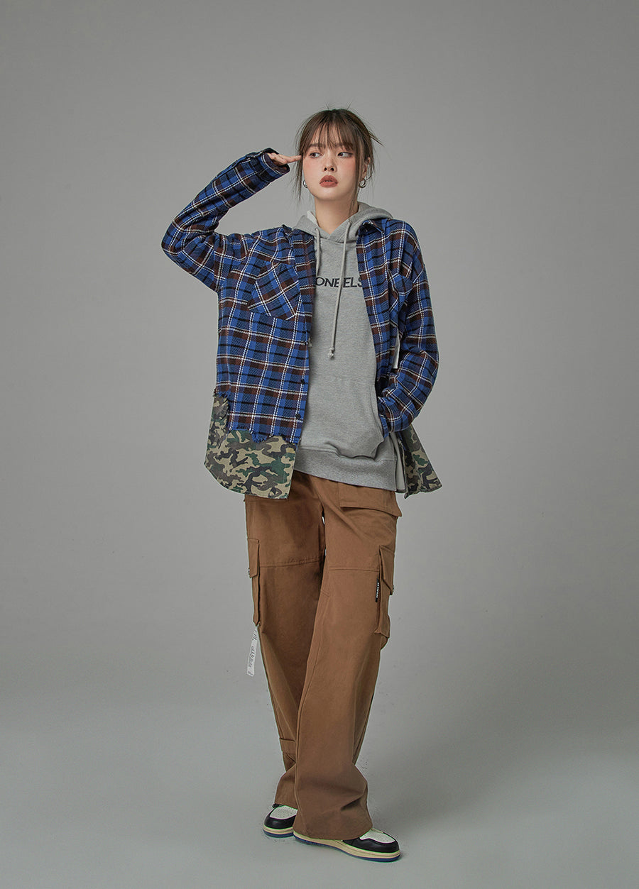 CHUU Looking For Unusual Plaid Camo Shirt