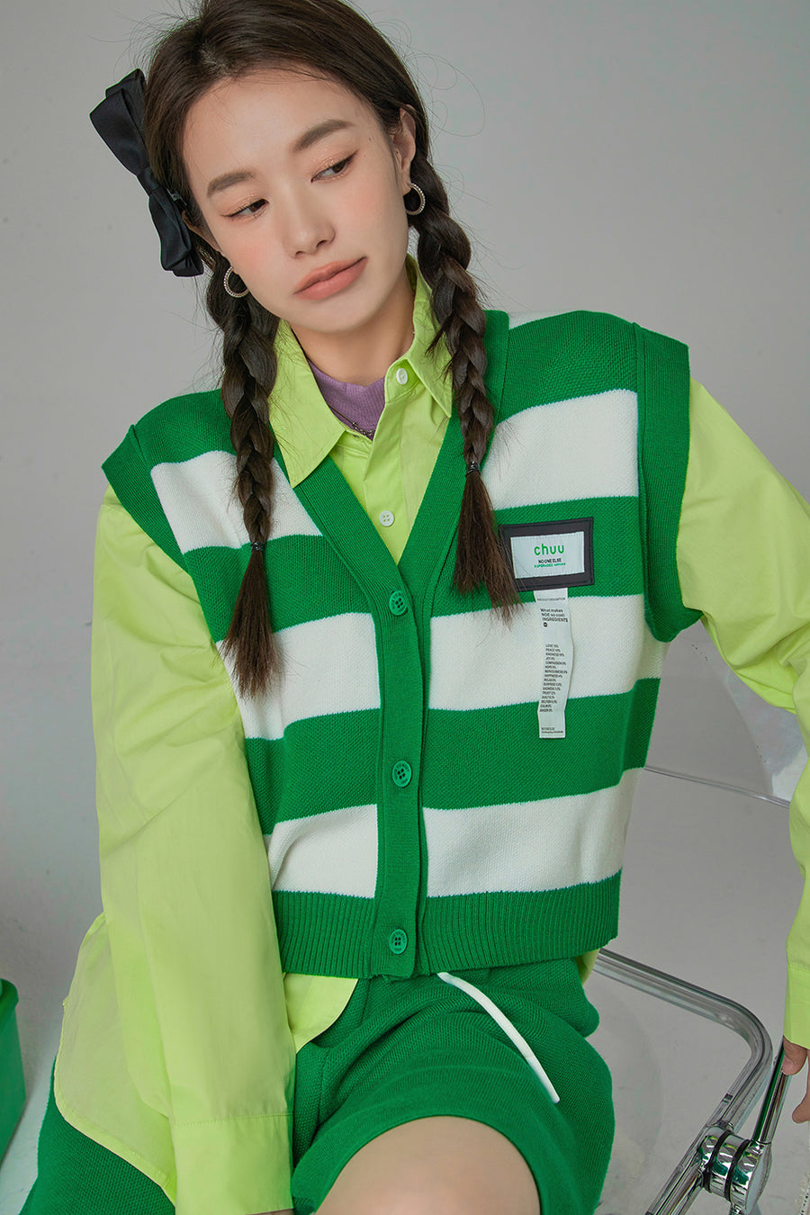 CHUU Hopelessly Dreaming Stripes Knit Vest