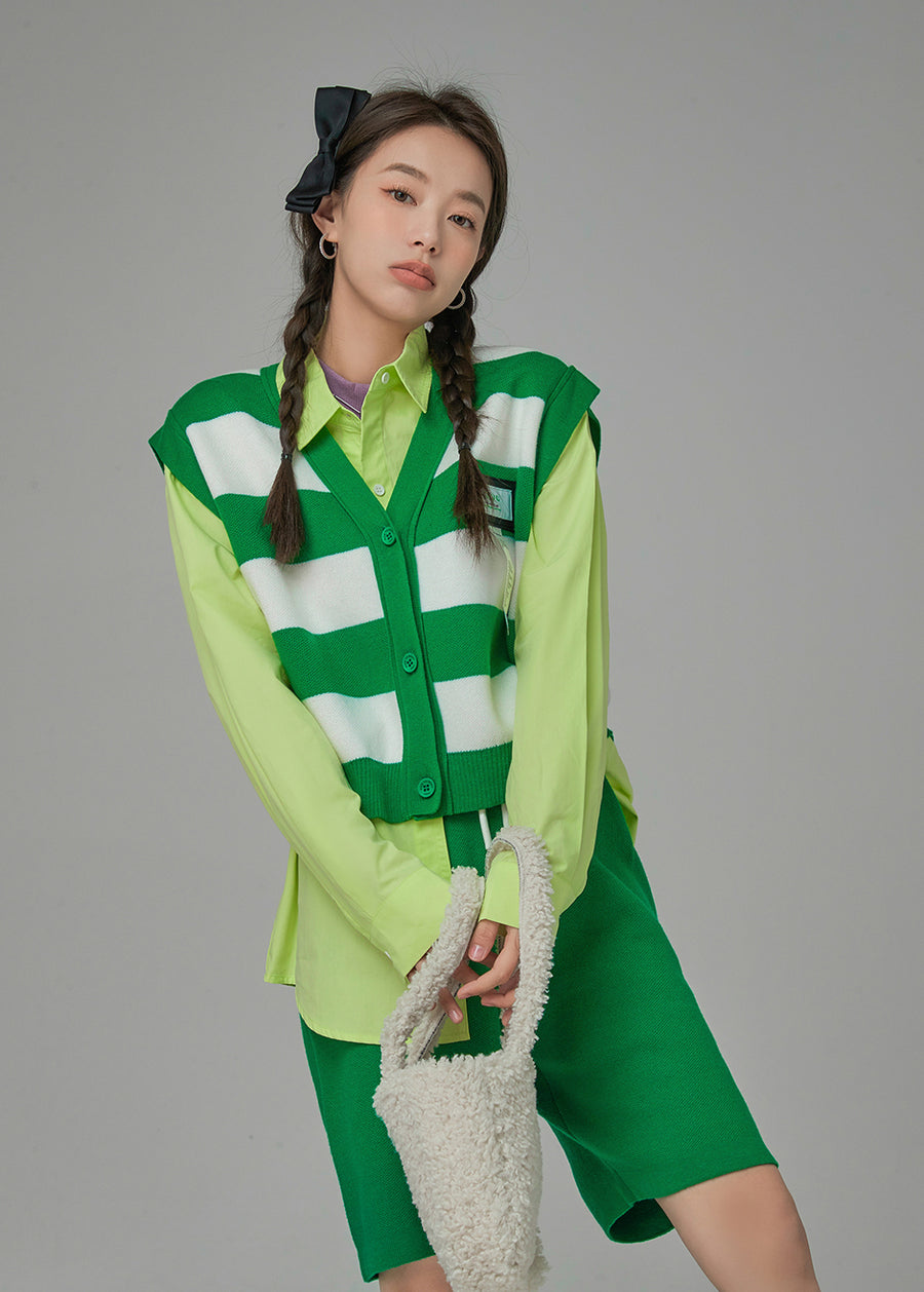CHUU Hopelessly Dreaming Stripes Knit Vest