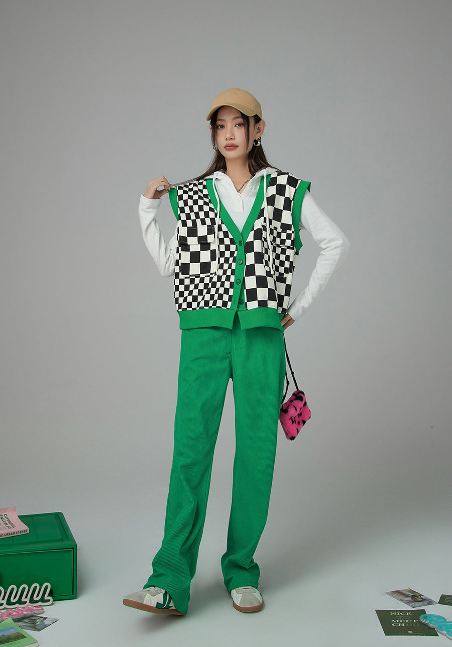 CHUU On The Starting Block Checkered Knit Vest