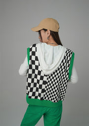 On The Starting Block Checkered Knit Vest