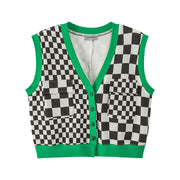 On The Starting Block Checkered Knit Vest