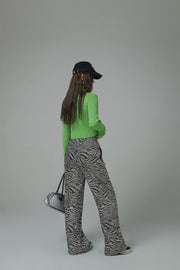 Zebra Print Wide Slacks Pants