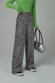 Zebra Print Wide Slacks Pants