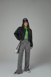 Zebra Print Wide Slacks Pants