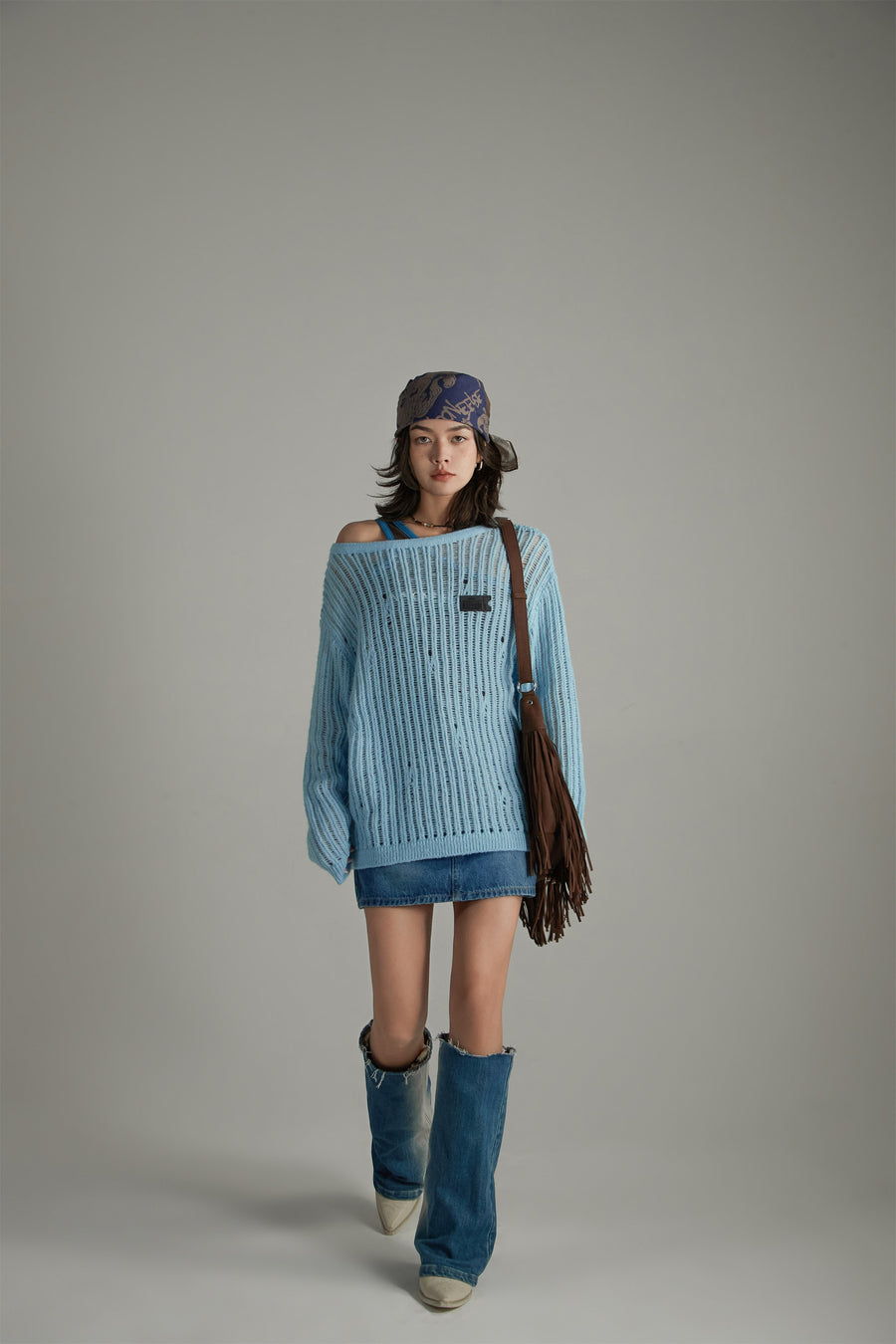 CHUU Ribbed Open Knit Loose Fit Sweater